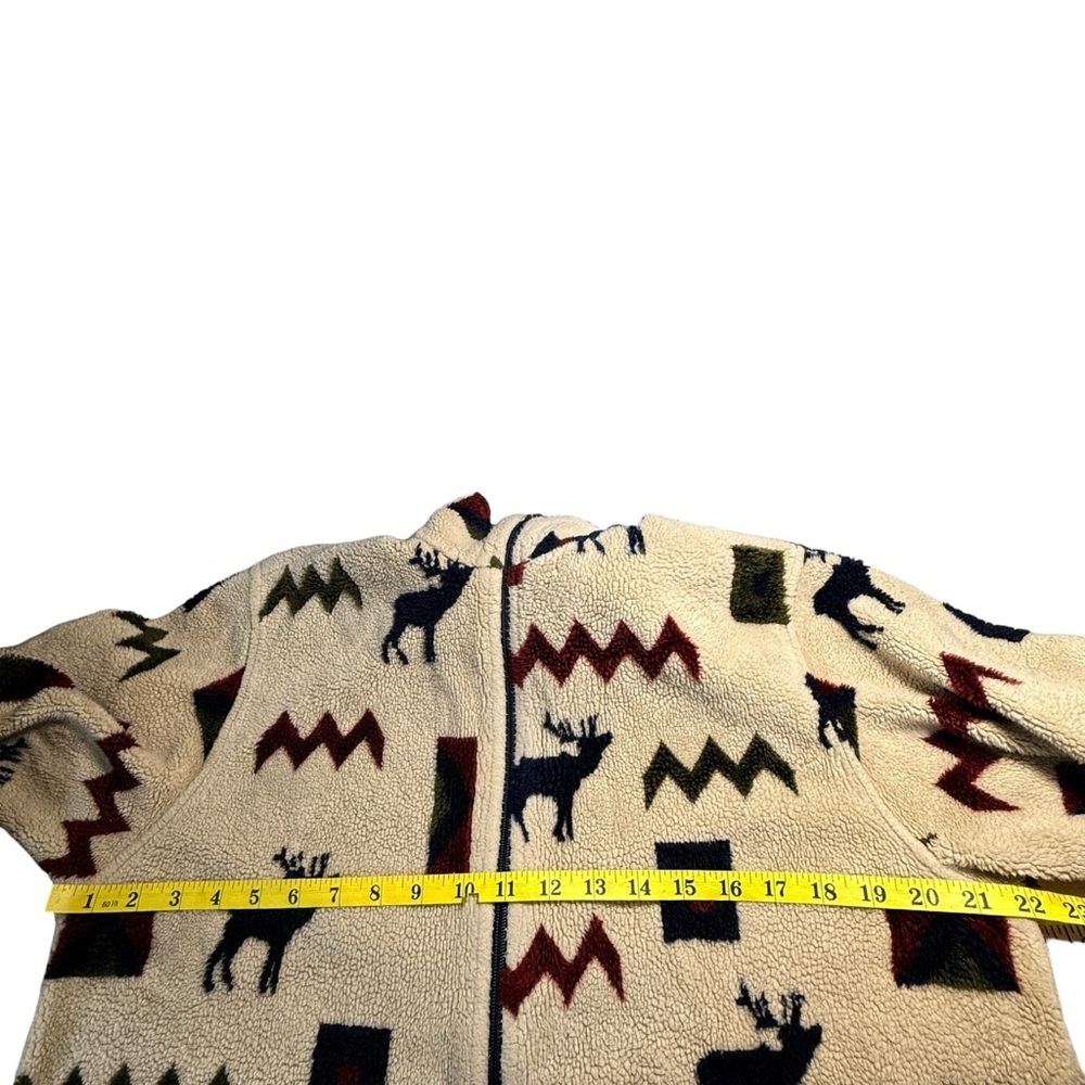 Woolrich VTG Fleece Zip-Up Jacket Moose Size M Outdoor Camp Sherpa Wildlife - Picture 6 of 13